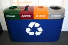 recycle station and recycle bins for a parking facility or parking garage recycle station and recycle bins for a parking facility or parking garage